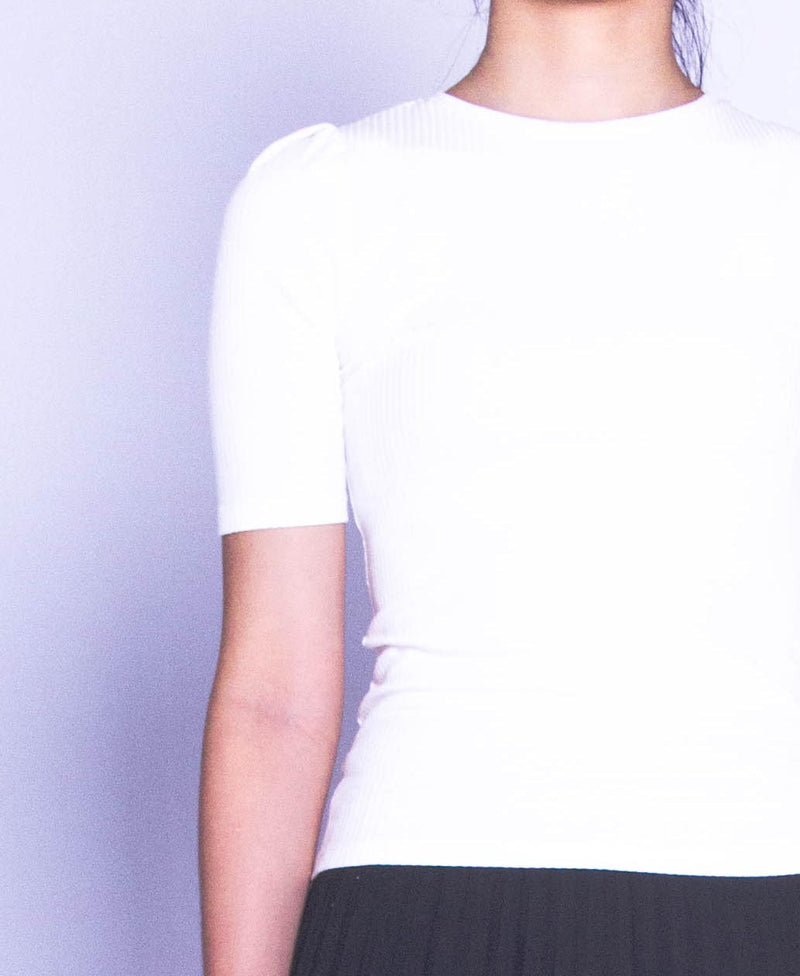 Women Short Sleeve Blouse - White - H9W428