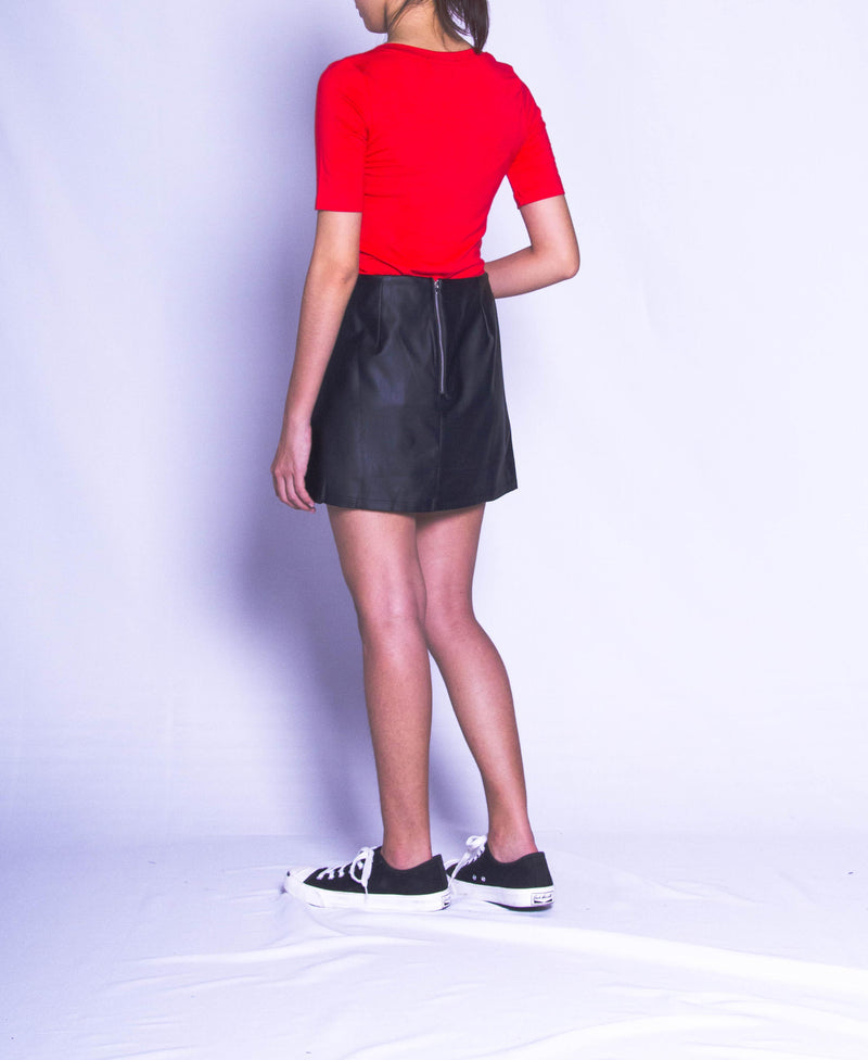 Women Short Sleeve Blouse - Red - H9W255