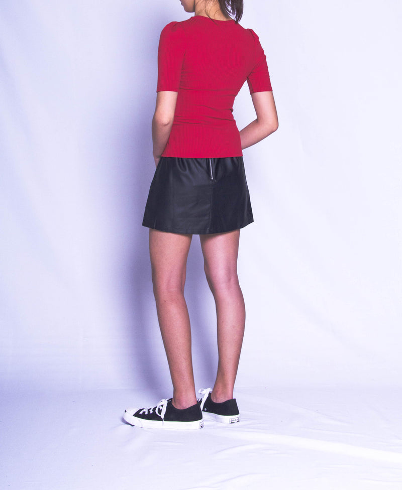 Women Short Sleeve Blouse - Red - H9W431
