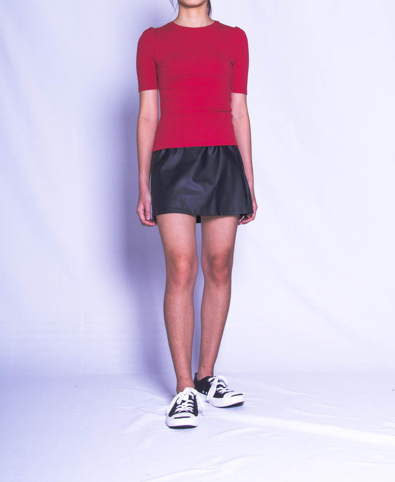Women Short Sleeve Blouse - Red - H9W431