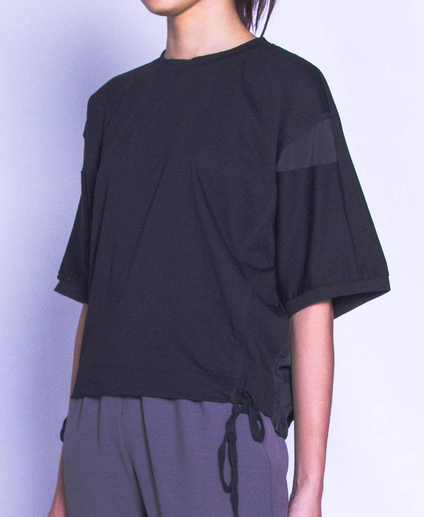 Women Short-Sleeve Fashion Tee - Black - H9W298