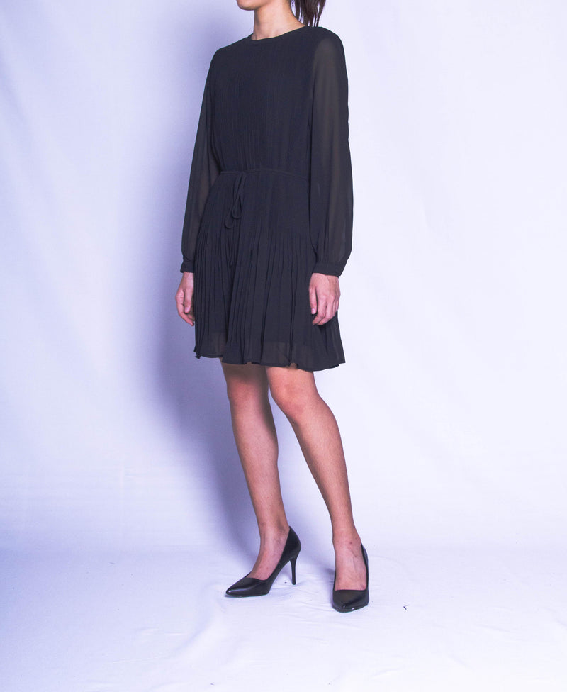 Women Pleated Dress - Black - H9W400