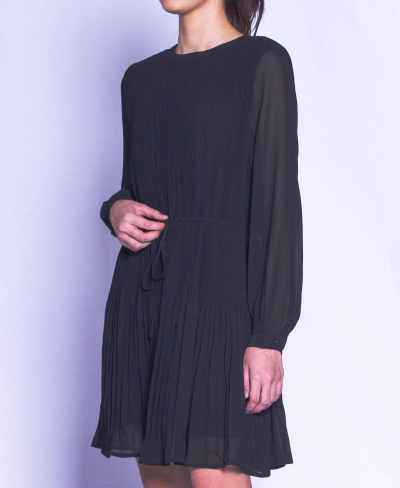 Women Pleated Dress - Black - H9W400