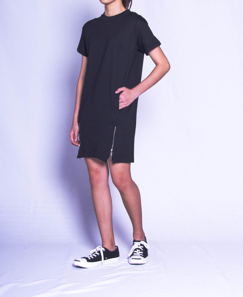 Women Short-Sleeve Dress - Black - H9W259