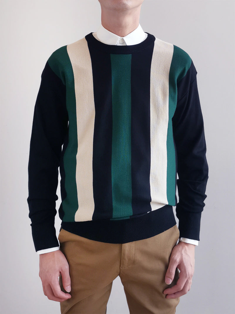 Men Striped Sweater - Black - M0M445
