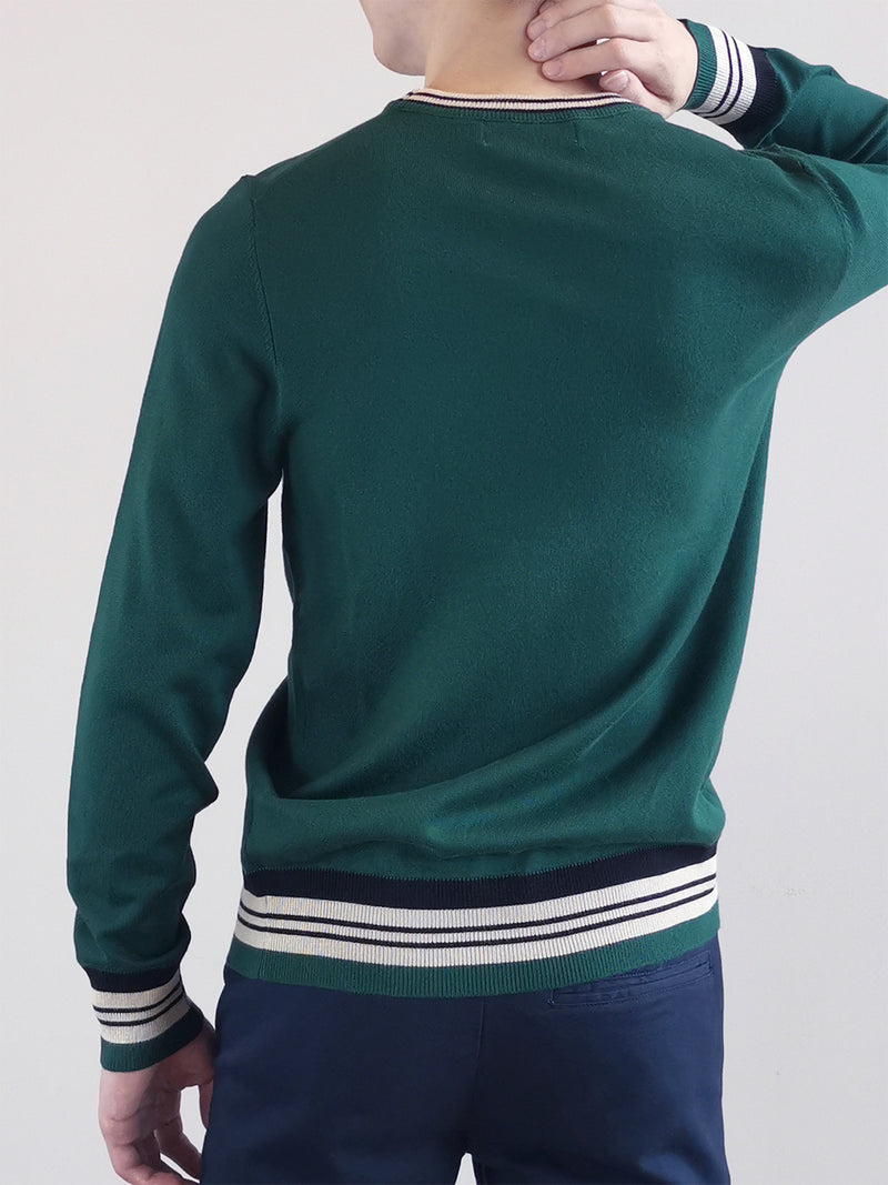 Men Sweater With Contrast Trims - Green - M0M481