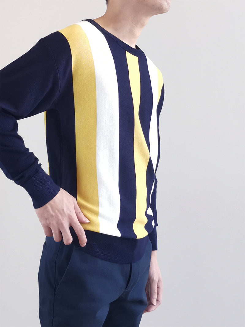 Men Striped Sweater - Yellow - M0M444