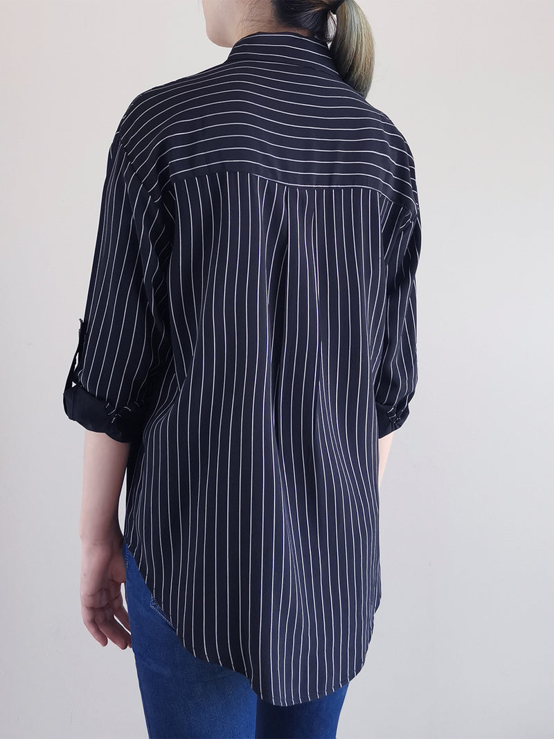 Women Oversize Collared Shirt- Black - M0W459