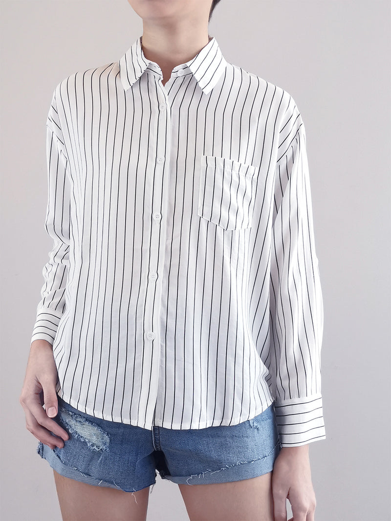 Women Oversize Collared Shirt- White - M0W460
