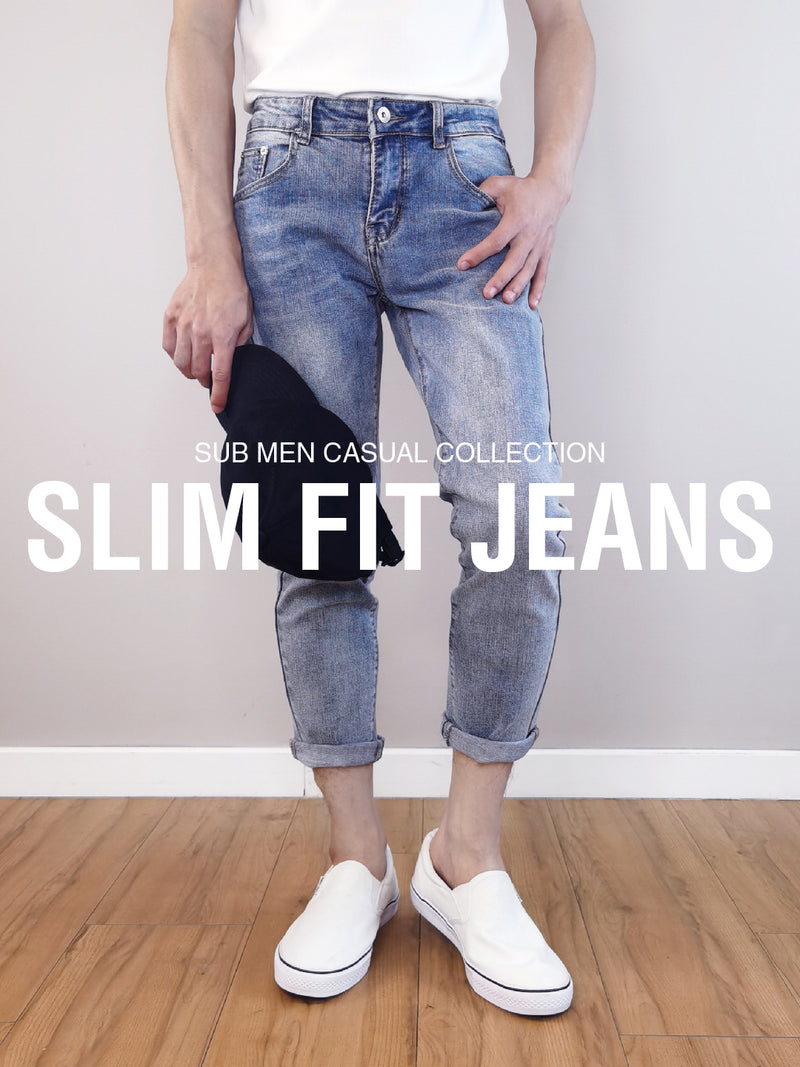 Men Slim Fit Long Jeans - Blue - M0M406