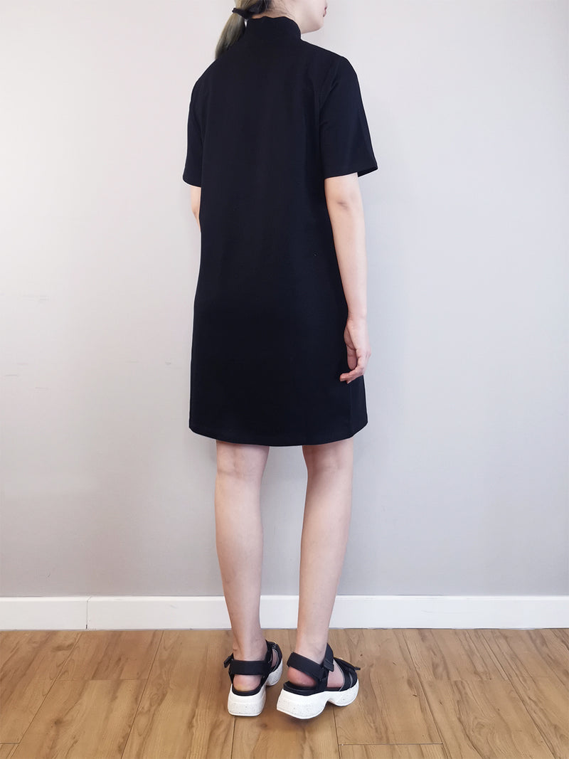Women Sweater Dress  - Black - M0W533