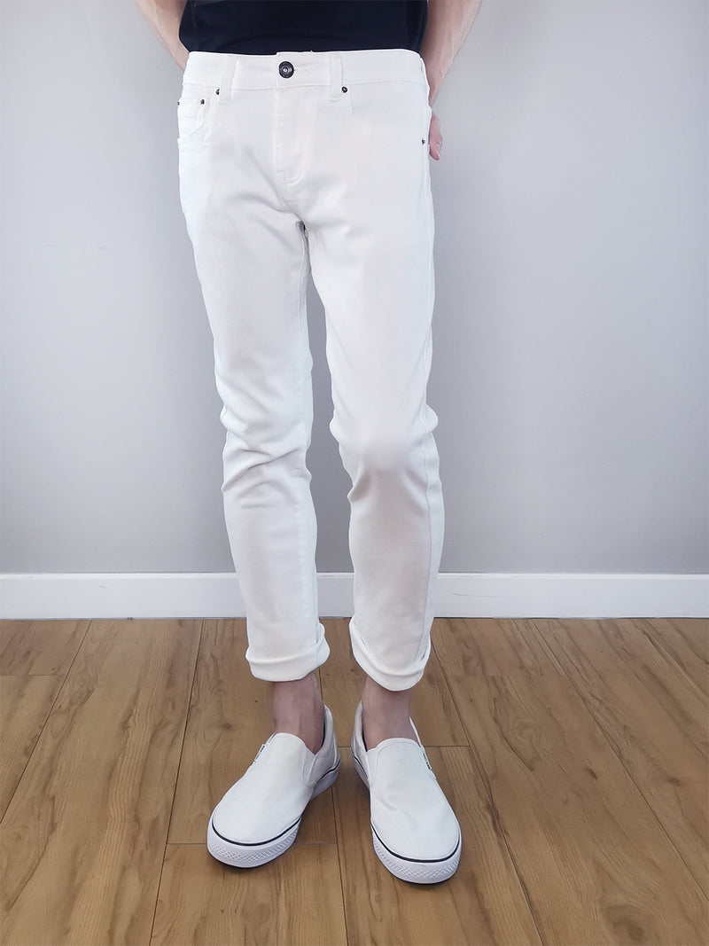 Men Slim Fit Long Jeans - White - F9M173