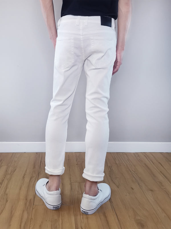 Men Slim Fit Long Jeans - White - F9M173