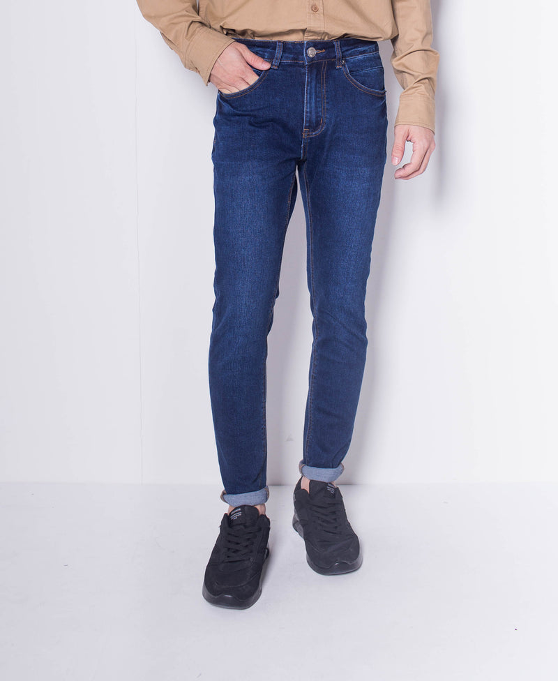 Men Skinny Long Jeans - DARK BLUE - H0M703