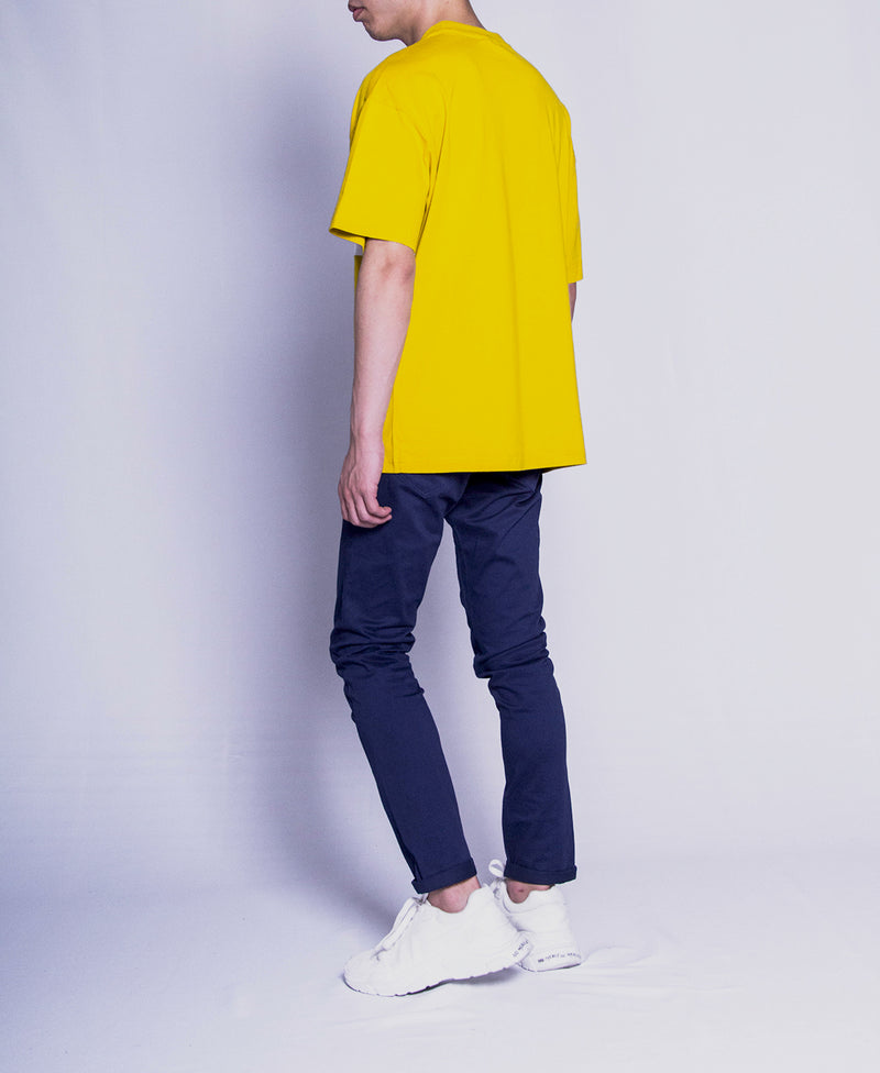 Men Oversized Short Sleeve Graphic Tee - Mustard Yellow - F9M044