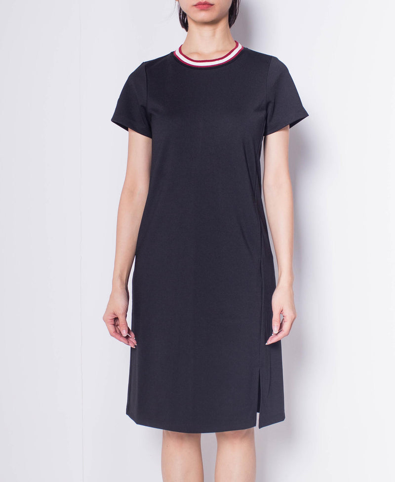 Women Short Sleeve Slip Dress - Black - H0W914