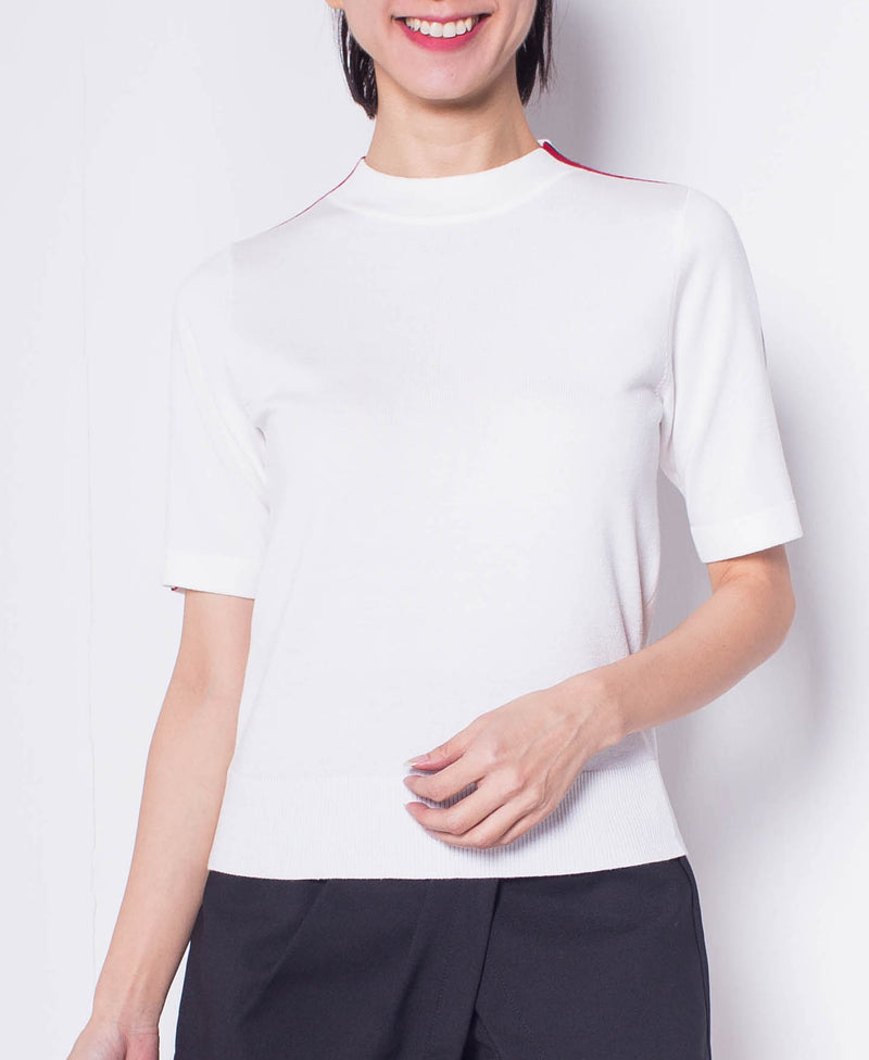 Women Short Sleeve Knit Top - White - H0W932