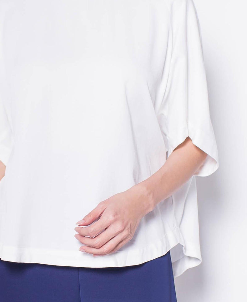Women Short-Sleeve Blouse - White - H0W939