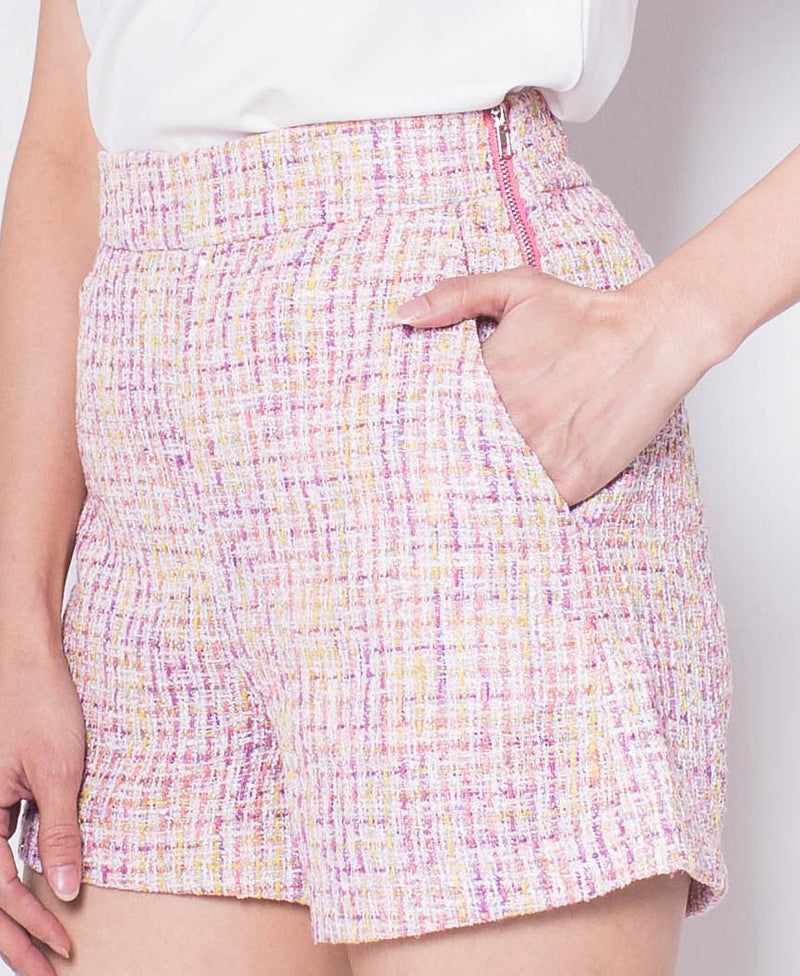 Women Tweed Short Pant - Pink - H0W946