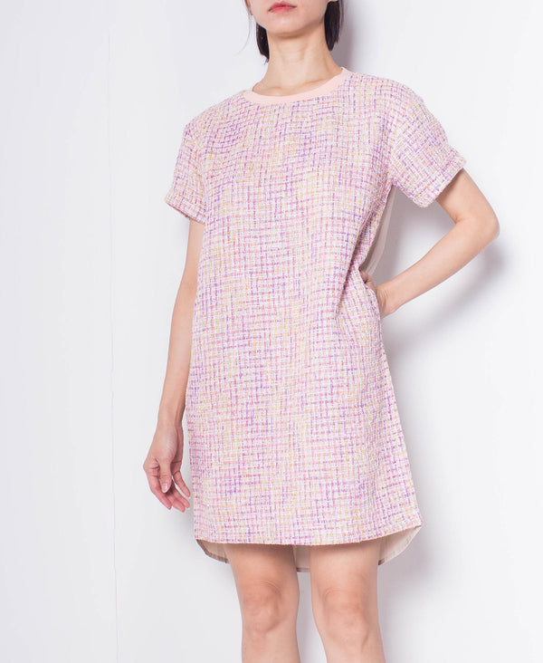 Women Short Sleeve Dress - Pink - H0W947