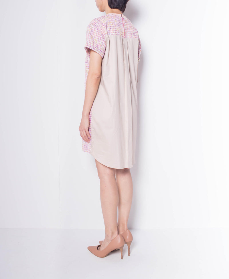 Women Short Sleeve Dress - Pink - H0W947