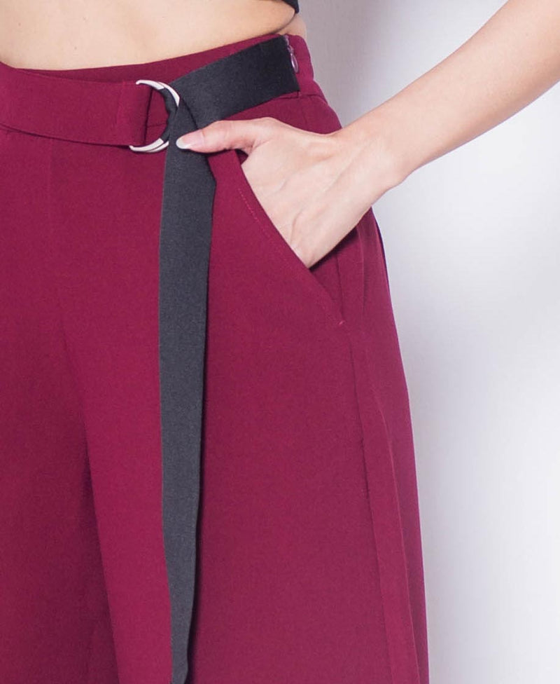 Women Culottes Pants - Dark Red - H0W955