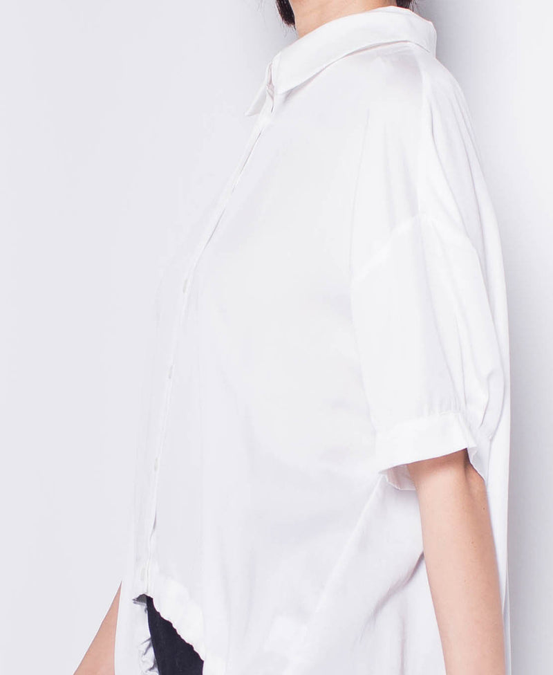Women Short-Sleeve Blouse - White - H9W340