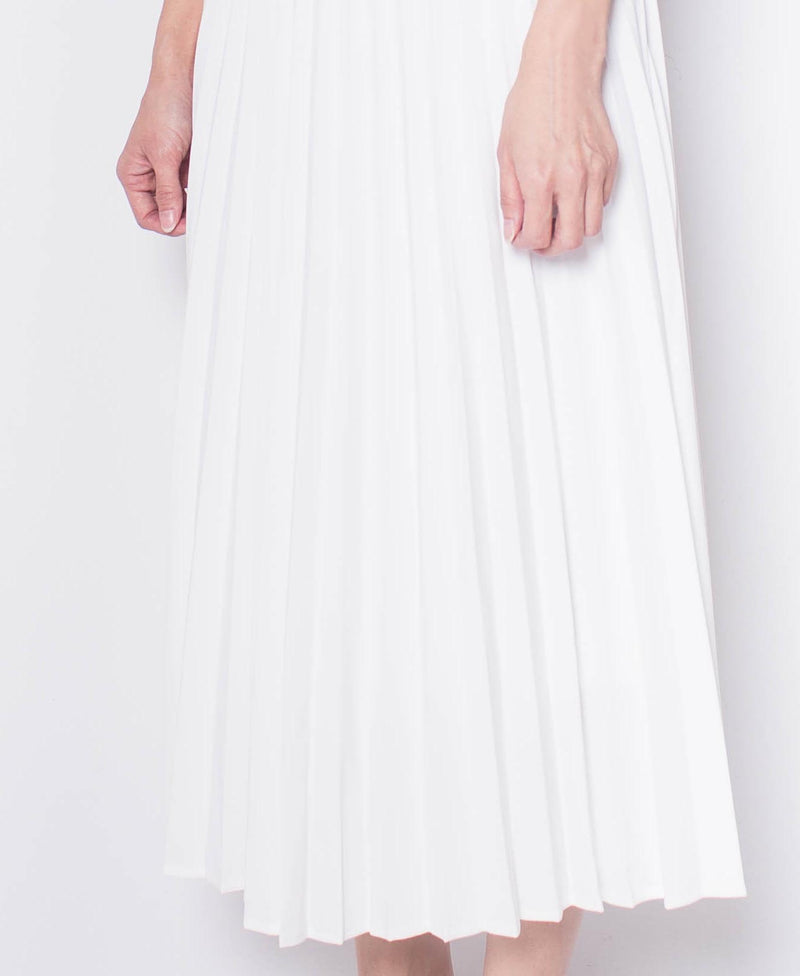 Women Pleated Skirt - White - H9W397