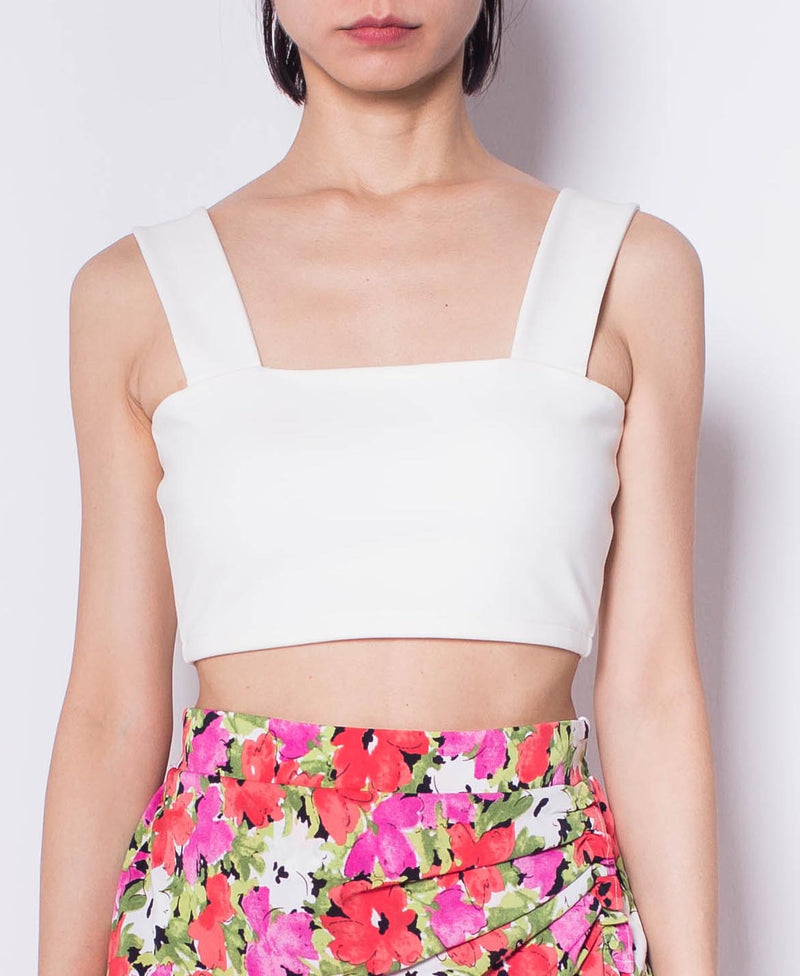 Women Stretchable Cropped Cami Top - White - H0W960