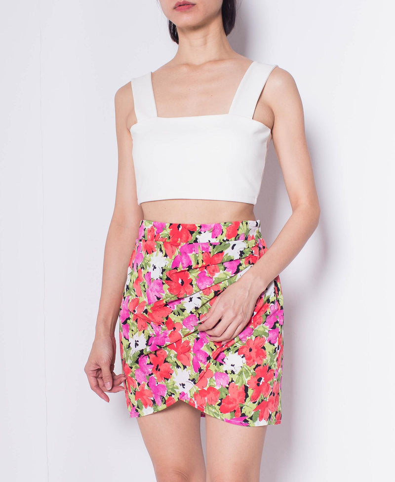 Women Stretchable Cropped Cami Top - White - H0W960
