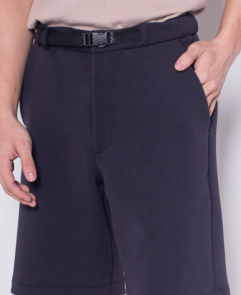 Men Belted Short Pants - Navy - H0M641