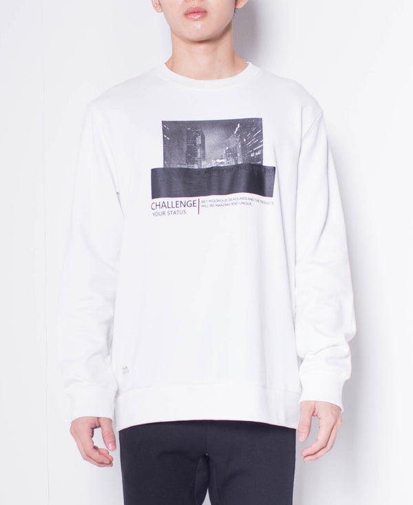 Men Graphic Sweatshirt - White - H0M511