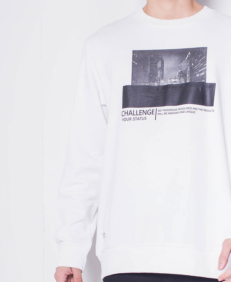 Men Graphic Sweatshirt - White - H0M511