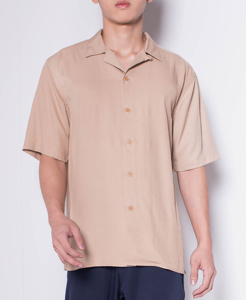 Men Short-Sleeve Camp Collar Shirt - Khaki - H0M636