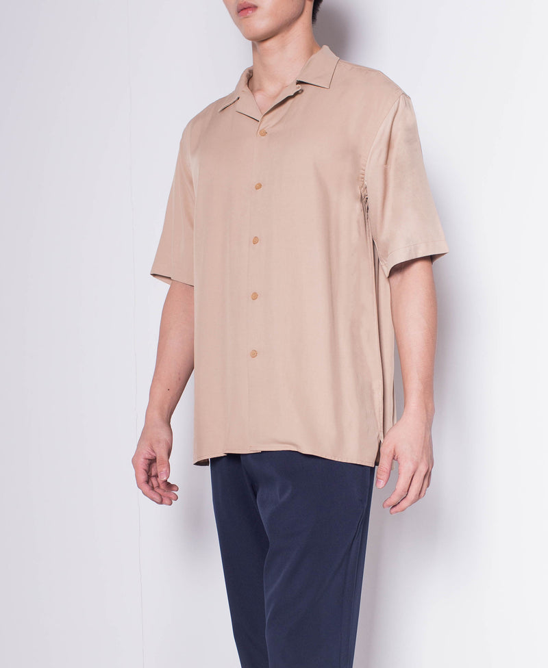 Men Short-Sleeve Camp Collar Shirt - Khaki - H0M636
