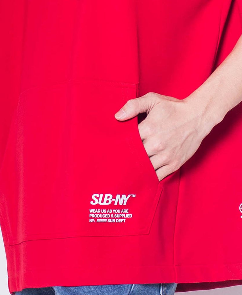 Men Oversized Short-Sleeve Sweatshirt Hoodie - Red - H0M679