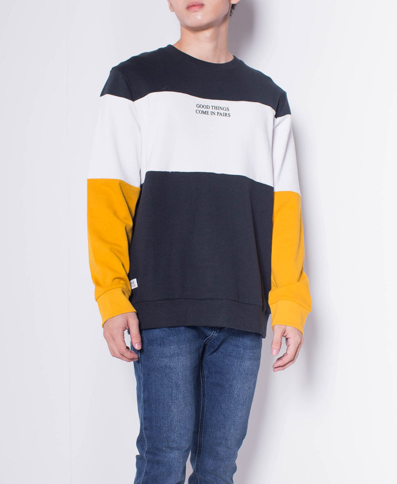 Men Color Block Sweatshirt - Black - H0M504
