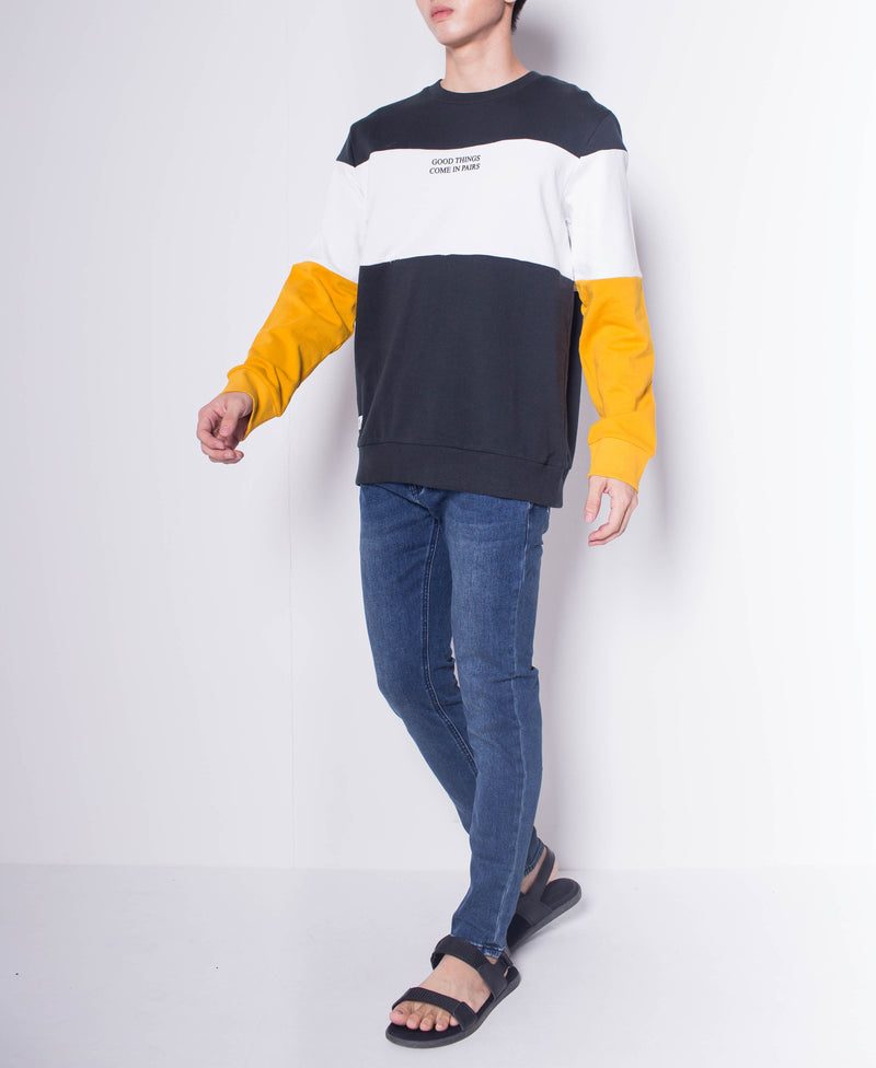 Men Color Block Sweatshirt - Black - H0M504