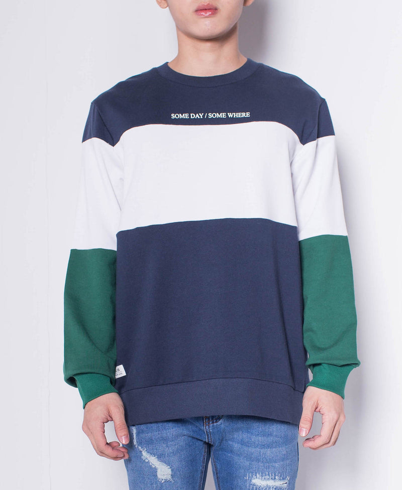 Men Color Block Sweatshirt - Navy - H0M505