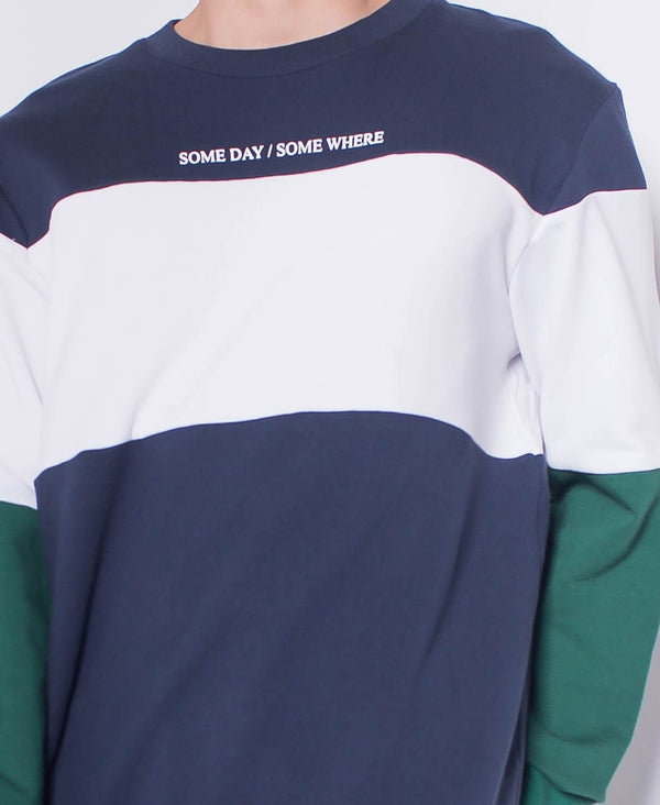 Men Color Block Sweatshirt - Navy - H0M505