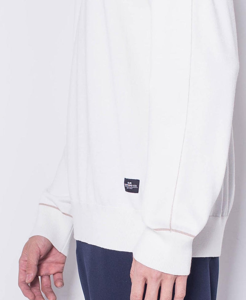 Men Round Neck Long-Sleeve Knitwear - White - H0M640