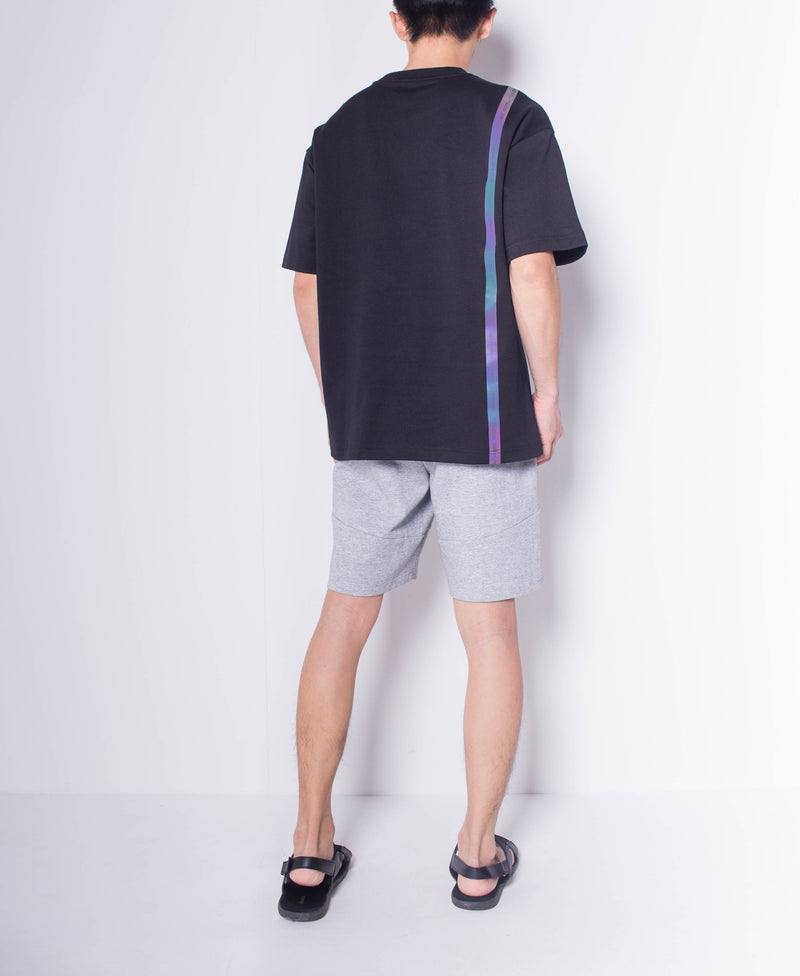 Men Short Sleeve Oversized Fashion Tee With Reflective Print - Black - H0M644