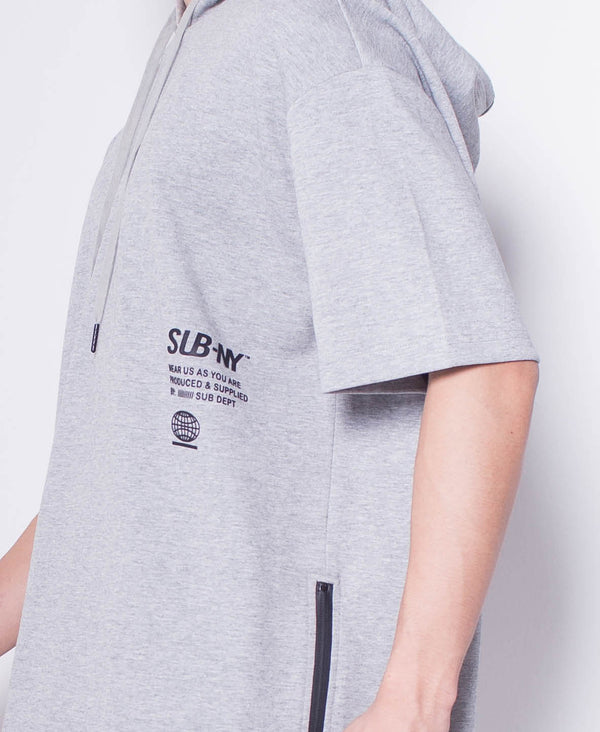 Men Short-Sleeve Sweatshirt Hoodie - Grey - H0M647