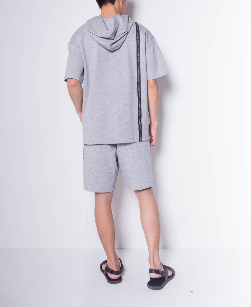 Men Short-Sleeve Sweatshirt Hoodie - Grey - H0M647