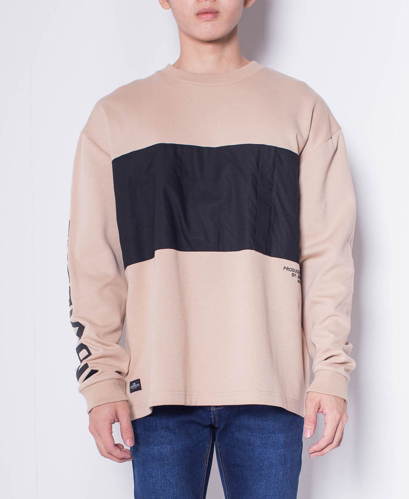 Men Color Block Sweatshirt - Khaki - H0M649