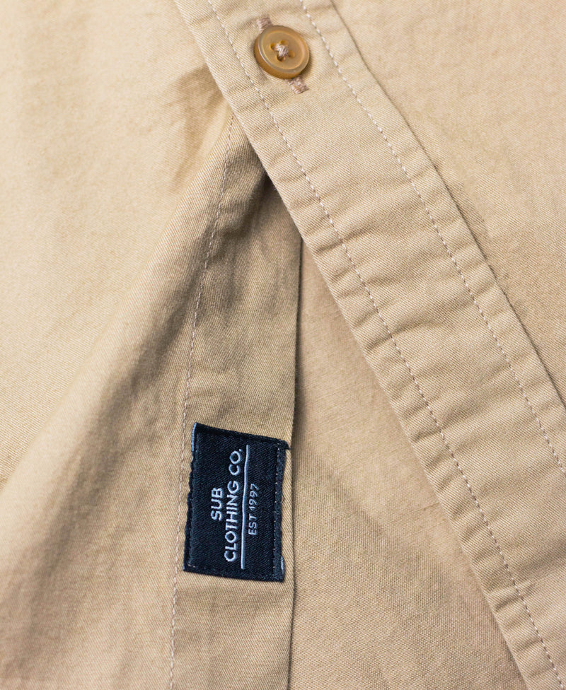 Men Long-Sleeve Shirt With Slogan - Khaki - H0M650