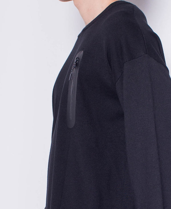 Men Round Neck Long-Sleeve Sweater With Zipper Pocket - Black - H0M657