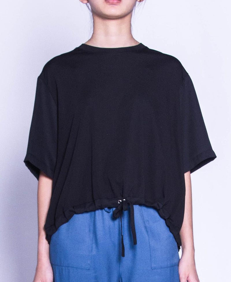 Women Short-Sleeve Fashion Tee - Black - F9W161