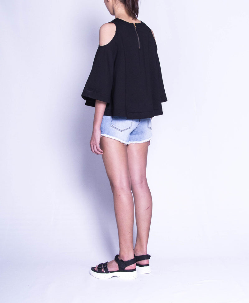 Women Short-Sleeve Fashion Tee - Black - F9W166