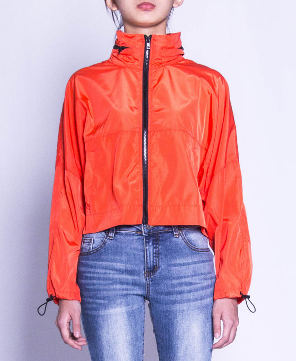 Women Packable Hoodie Jacket - Orange - F9W160